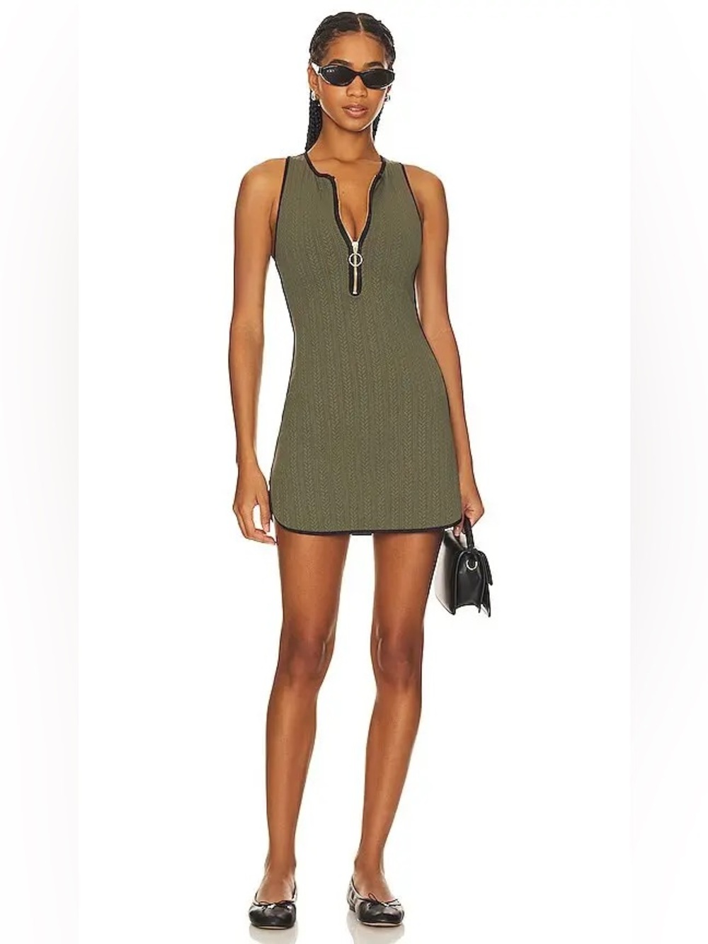Beach Riot Matilda Mini Dress in Olive Green Cable Size Large Built In Shorts